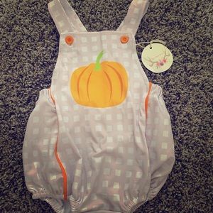 NEW boys boutique pumpkin overall